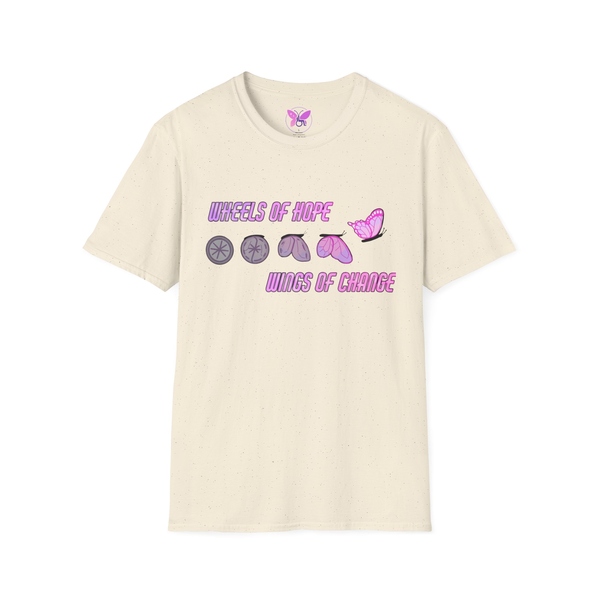Wheels of Hope Unisex Softstyle T-Shirt, Inspirational Tee, Casual Wear, Gift for Friends, Everyday Comfort, Positive Vibes - Image 13