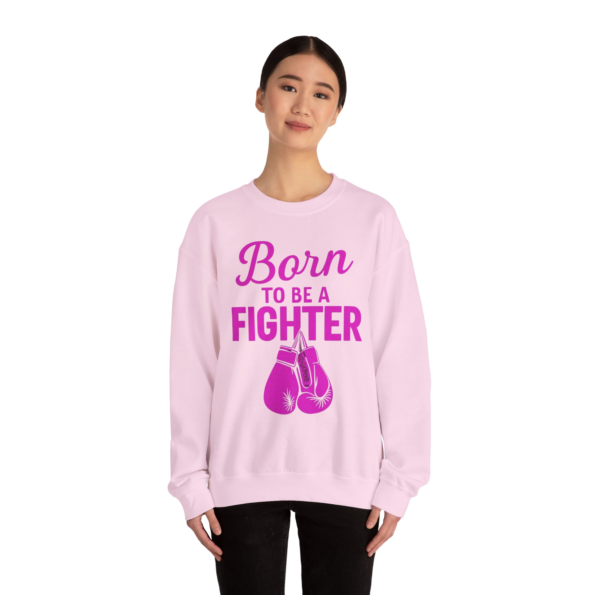 Breast Cancer Awareness Sweatshirt Adult Crew Neck Born To Be A Fighter Gift For Her Pink Ribbon Cancer Survivor Support Limited Edition - Image 20