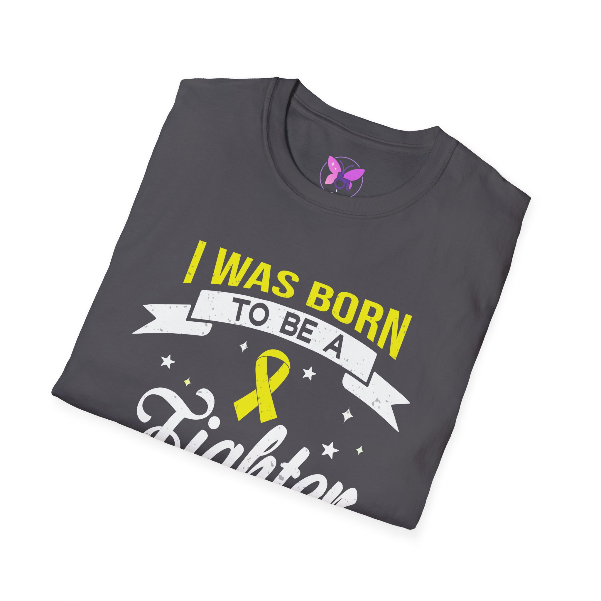 Empowering Fighter Tee , Gift for Cancer Awareness, Unisex Yellow Ribbon Sarcoma and Bone Cancer Awareness Tee I Was Born To Be A Fighter - Image 12