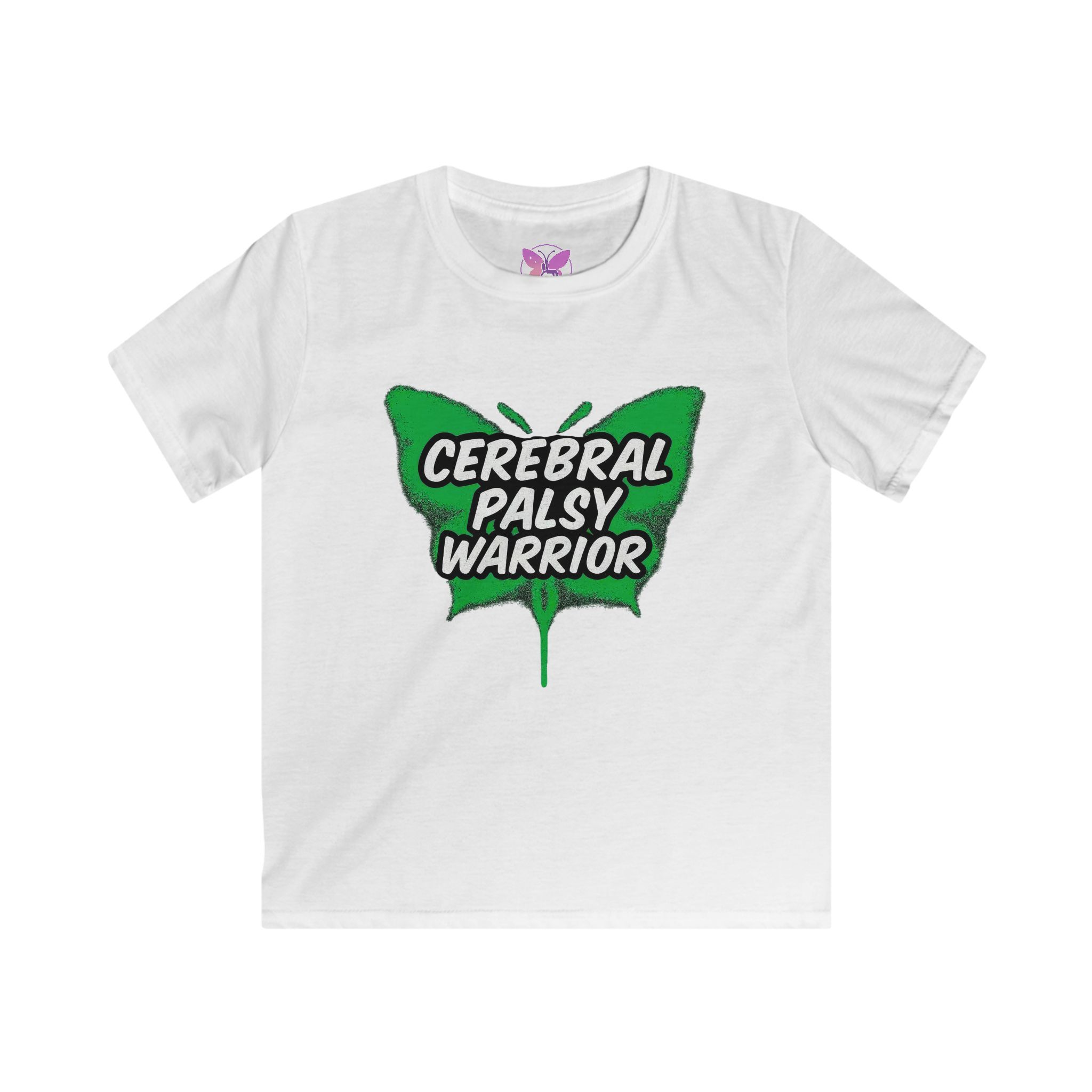 Kids Cerebral Palsy Warrior T-Shirt Green Butterfly Awareness Tee CP Support Shirt - Image 4