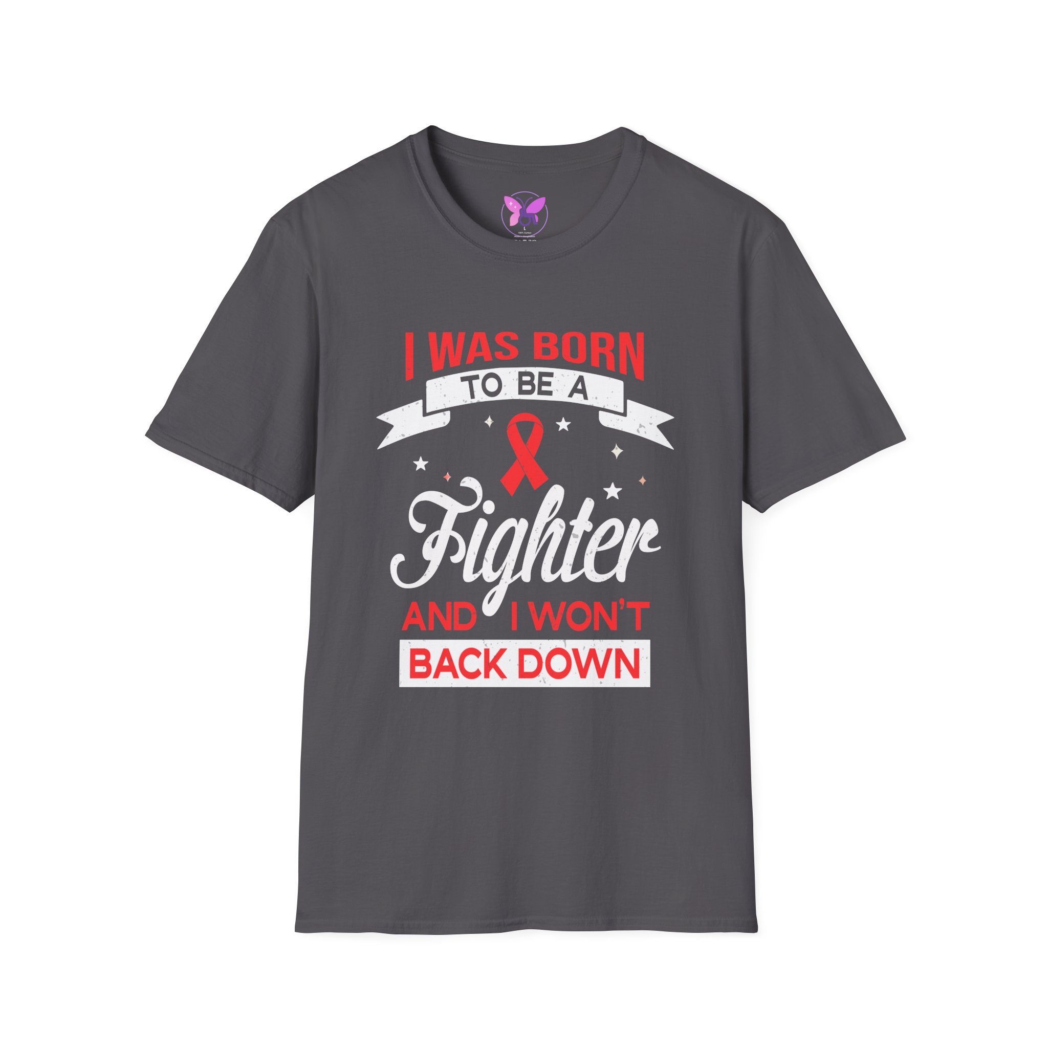 I Was Born To Be A Fighter HIV, AIDS Awareness T-Shirt Red Ribbon Support Fundraiser Tee Solidarity Gift Fighter T-Shirt, Resilience Tee - Image 5