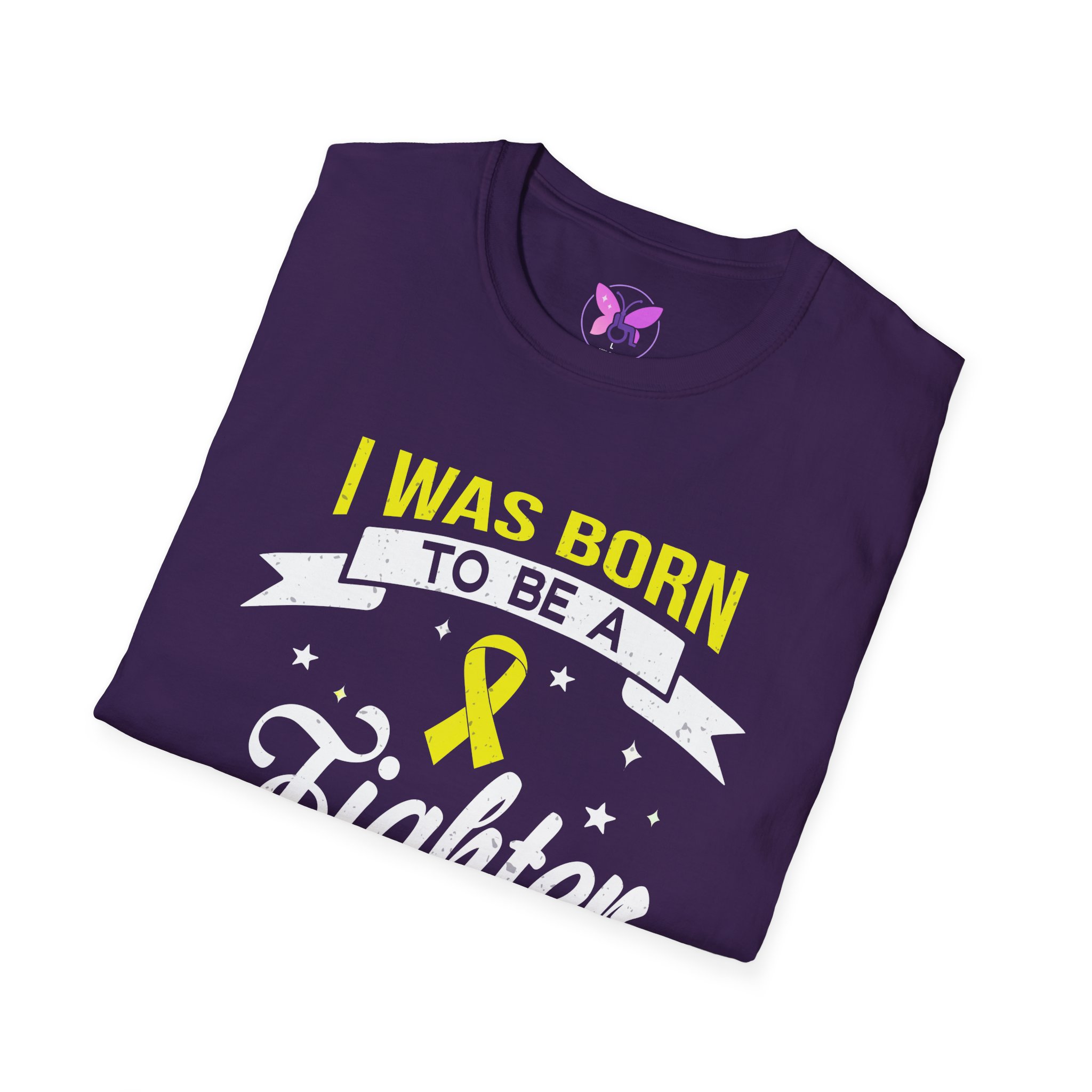Empowering Fighter Tee , Gift for Cancer Awareness, Unisex Yellow Ribbon Sarcoma and Bone Cancer Awareness Tee I Was Born To Be A Fighter - Image 24