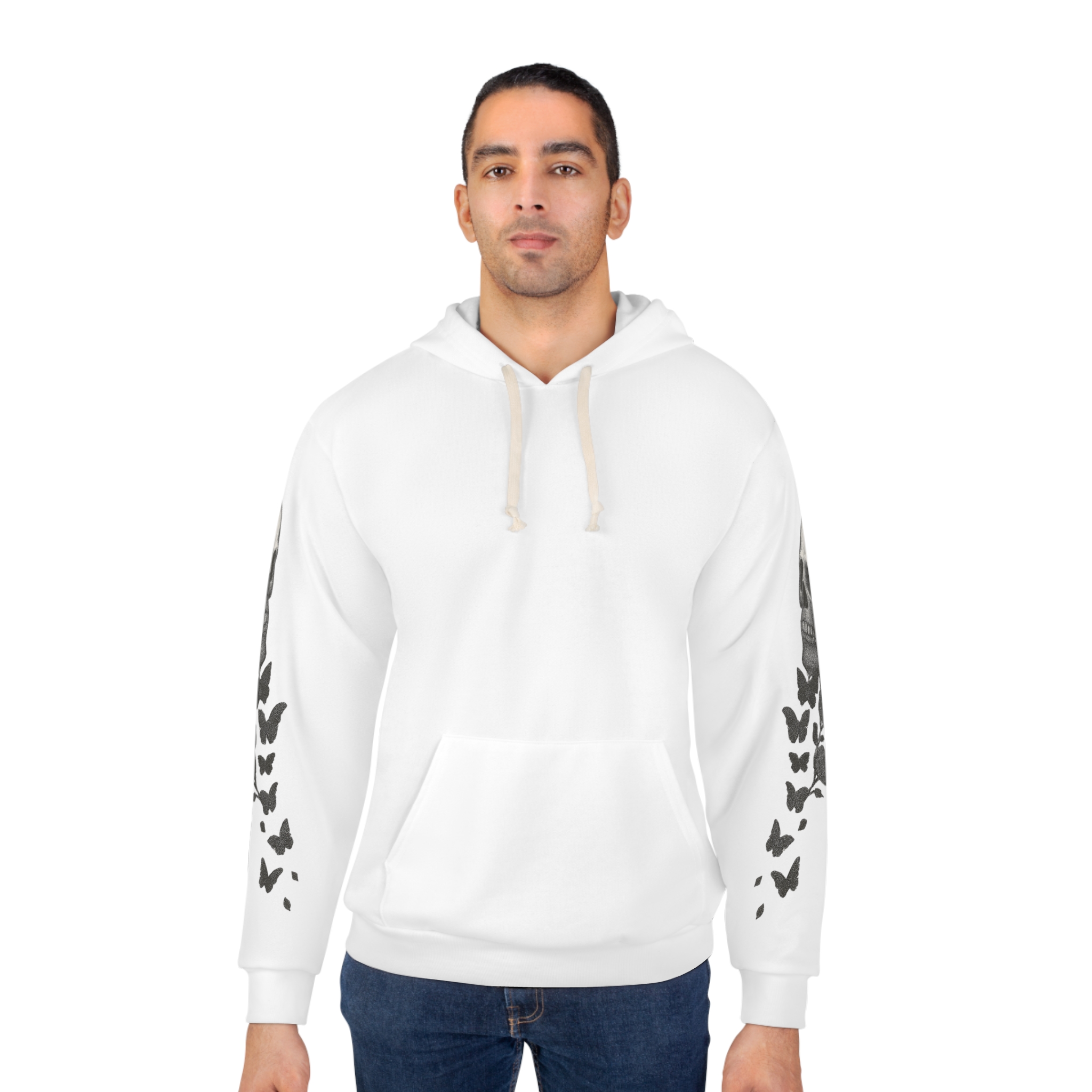 Wings of Survival Unisex Pullover Hoodie, Skull and Butterflies, Streetwear ,Gothic Pullover, Roses Hoodie. Festival Hoodie, Classy Hoodie - Image 4
