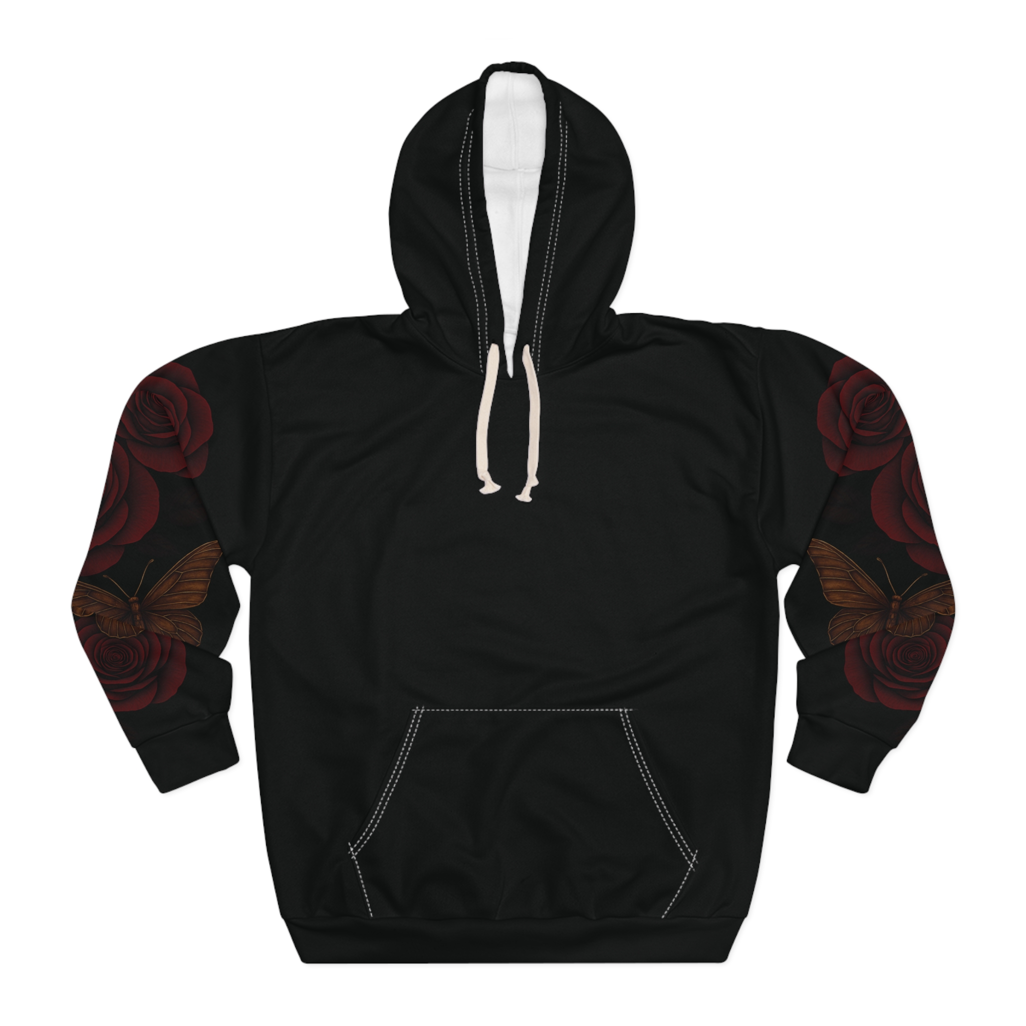 Butterfly Roses Skull Unisex Hoodie -Wings Of Survival Motivational Mental Health Inclusion Disability Dark Unisex Pullover Unique Gift - Image 2