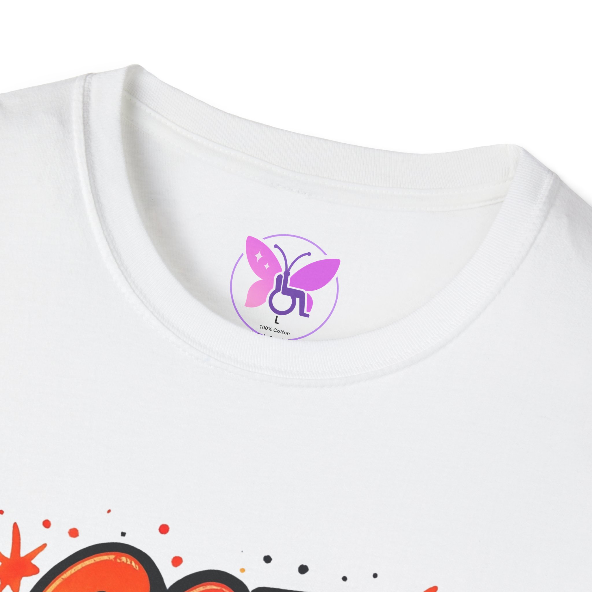 Graffiti Style Unisex T-Shirt, Disability Awareness Tee, Colorful Accessible Shirt, Inclusive Fashion Top, Fun Access Awareness Clothing - Image 3