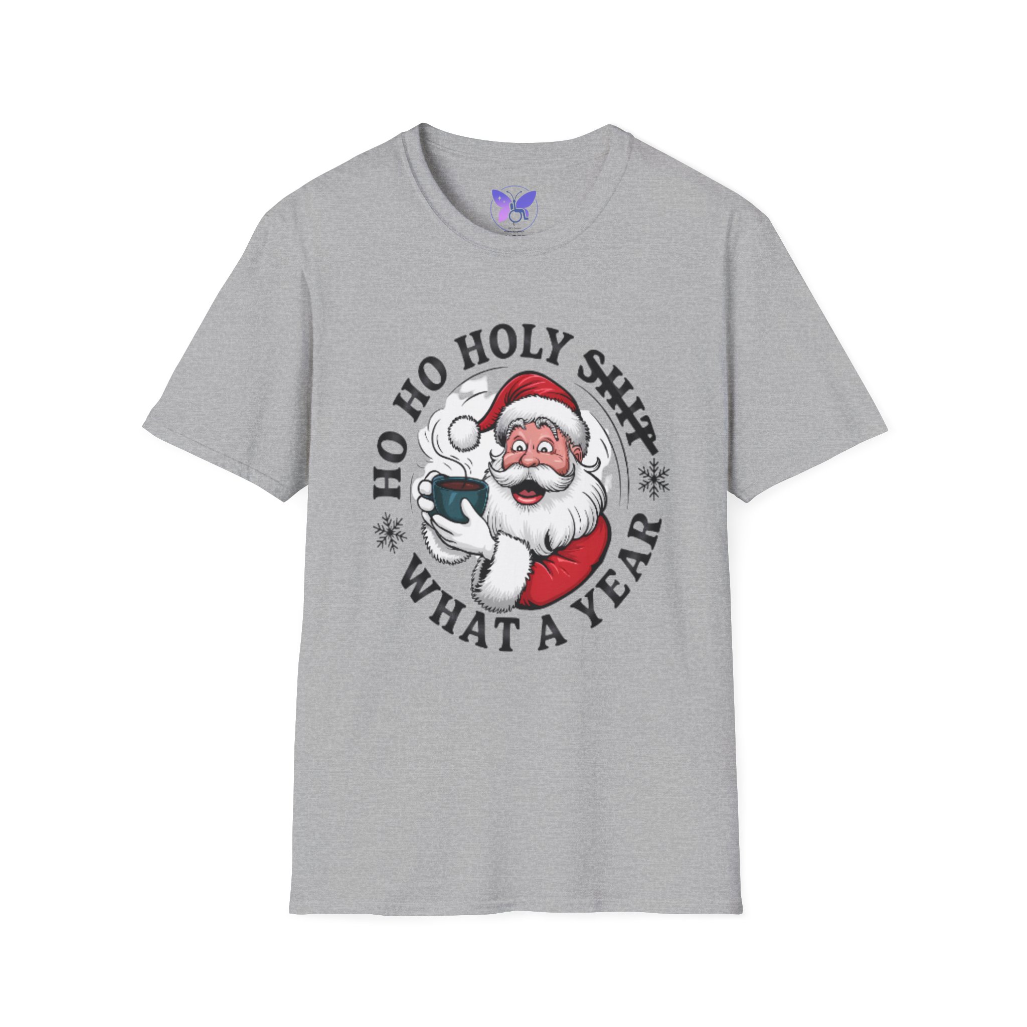 Funny Santa Tee Ho Ho Holy Oh What a Year Exasperated Santa Graphic Holiday Humor Shir, Sarcastic Christmas Gift - Image 5