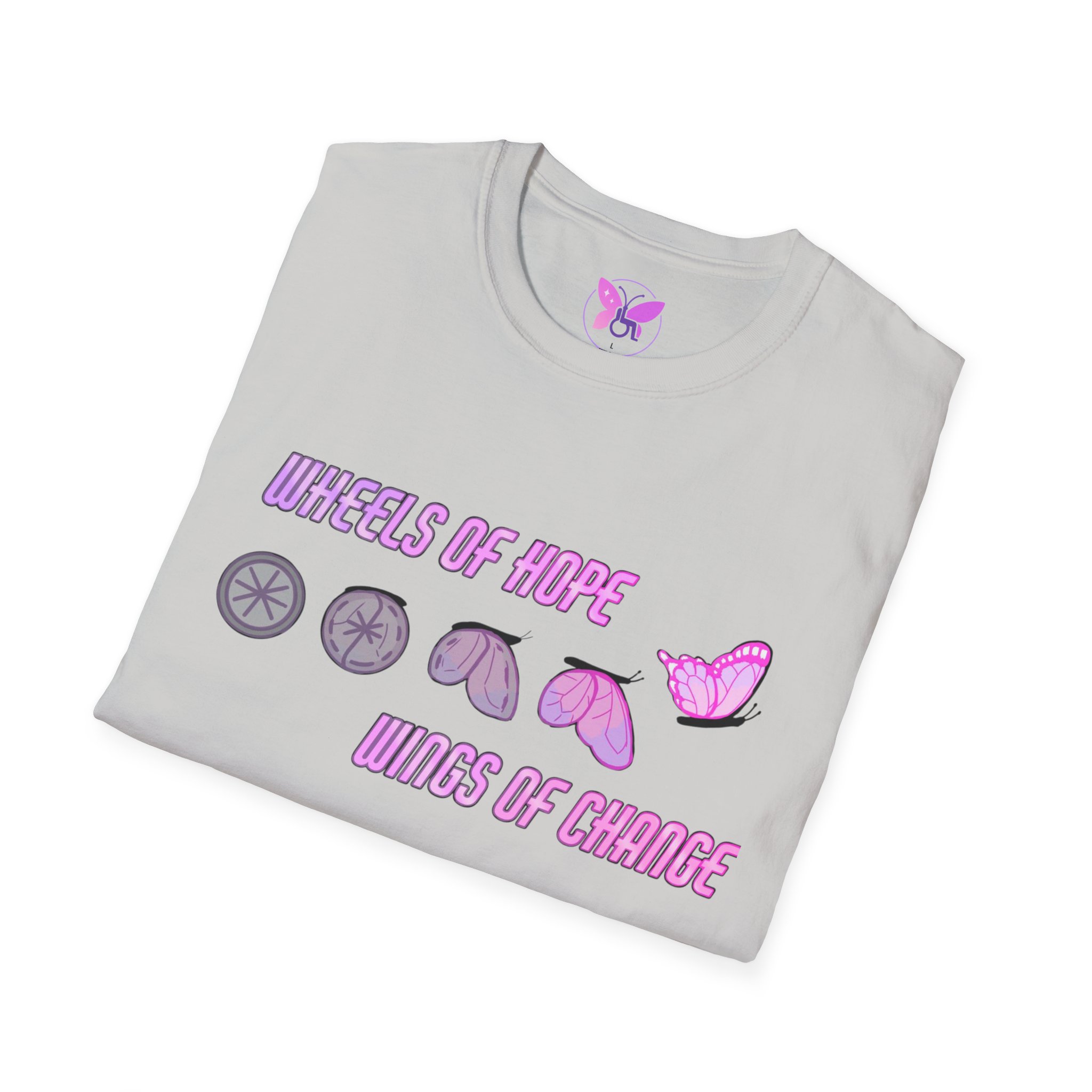 Wheels of Hope Unisex Softstyle T-Shirt, Inspirational Tee, Casual Wear, Gift for Friends, Everyday Comfort, Positive Vibes - Image 8