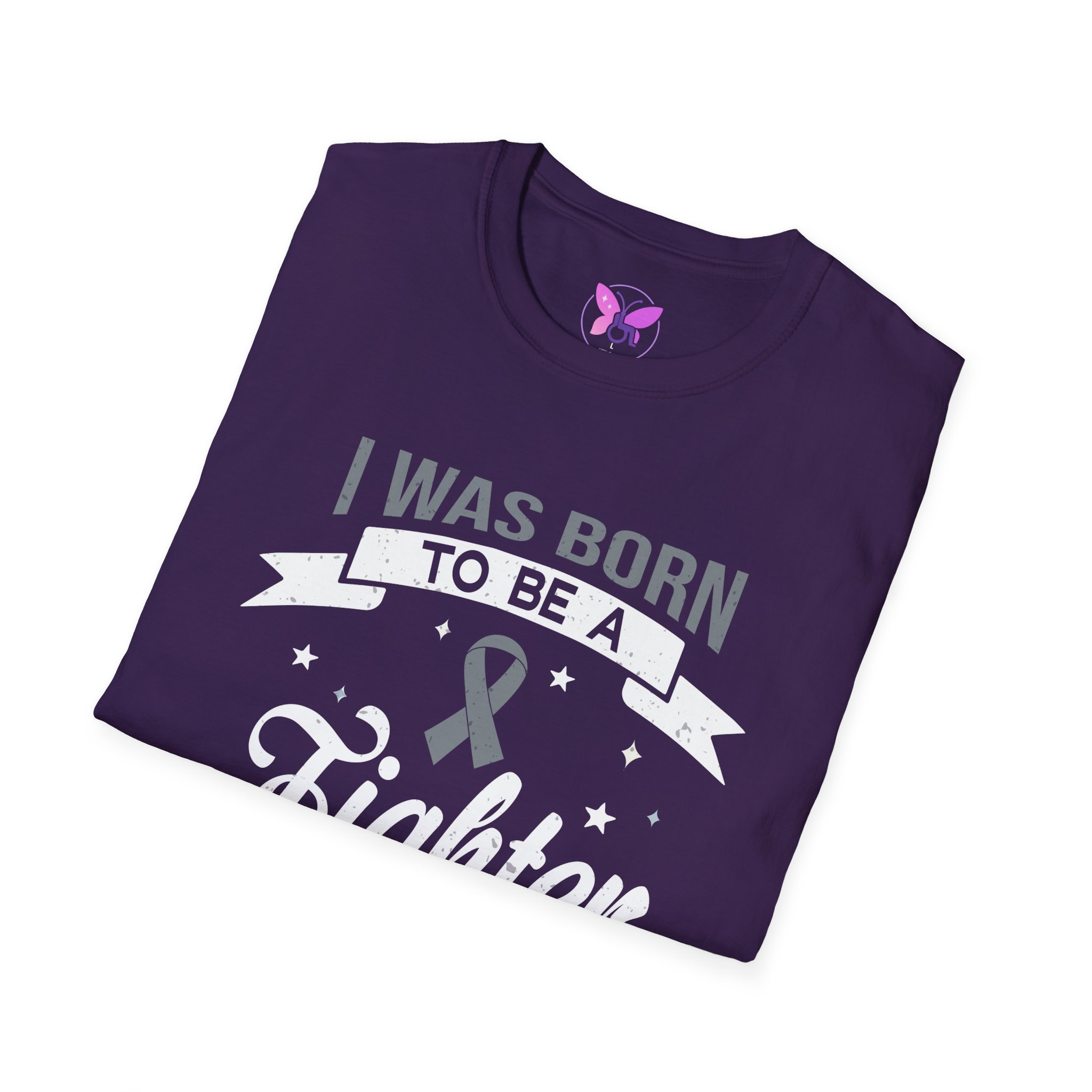 Born To Be A Fighter T-Shirt Grey Ribbon Awareness T-Shirt Brain Cancer, Diabetes & Mental Health Support, Survivor Gift Inspirational Tee - Image 16