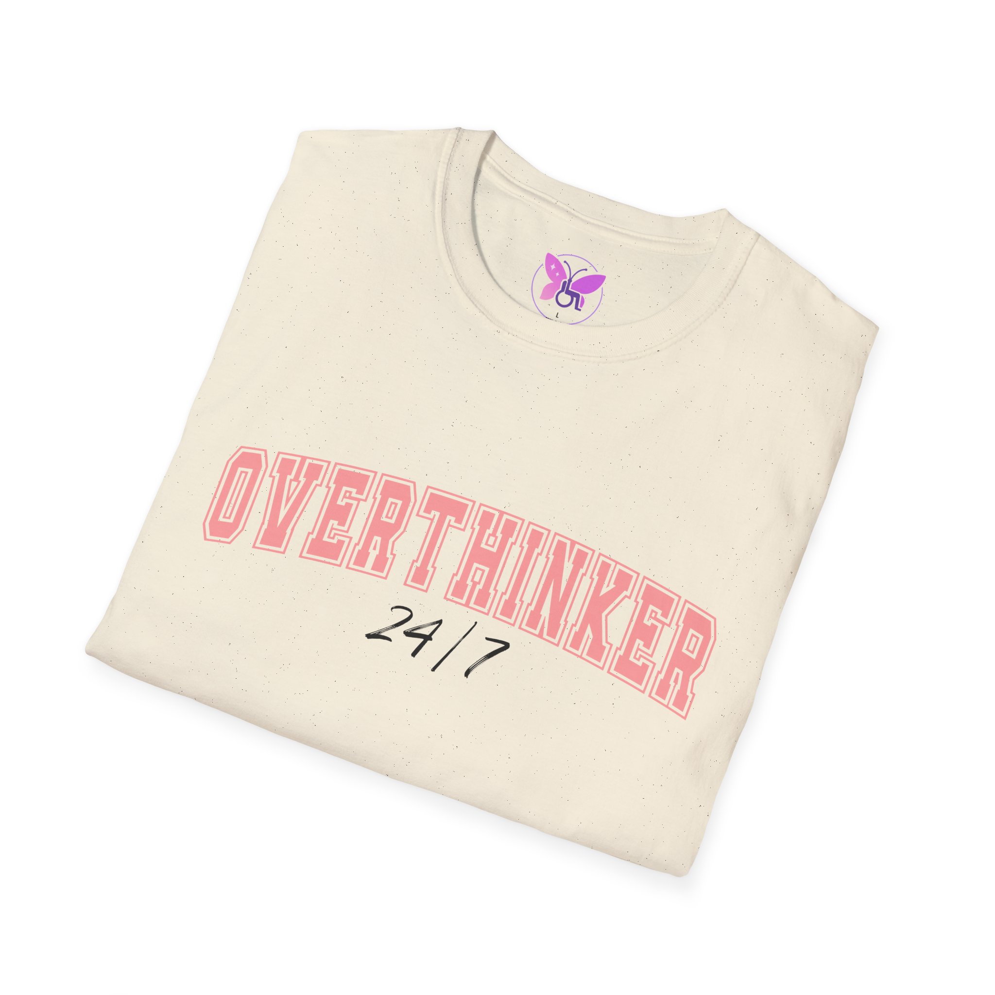 Overthinker T-Shirt Relatable Mental Health Tee Pink Text Unisex Cotton Top Gift for Anxious Minds Gift For Women - Image 12