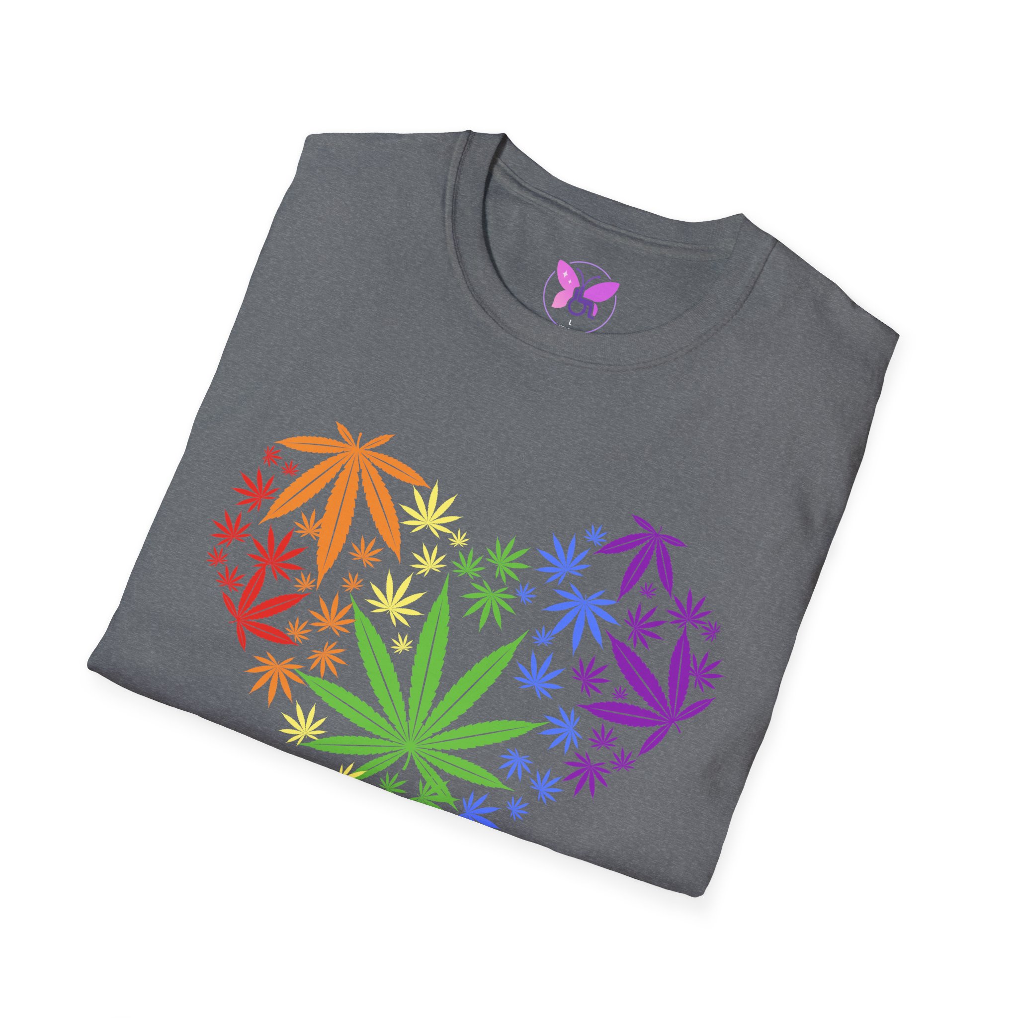 Colorful Heart Cannabis Unisex T-Shirt, Funny Weed Tee, Gift for Stoners, LGBTQ Pride Apparel, Casual Daily Wear - Image 8