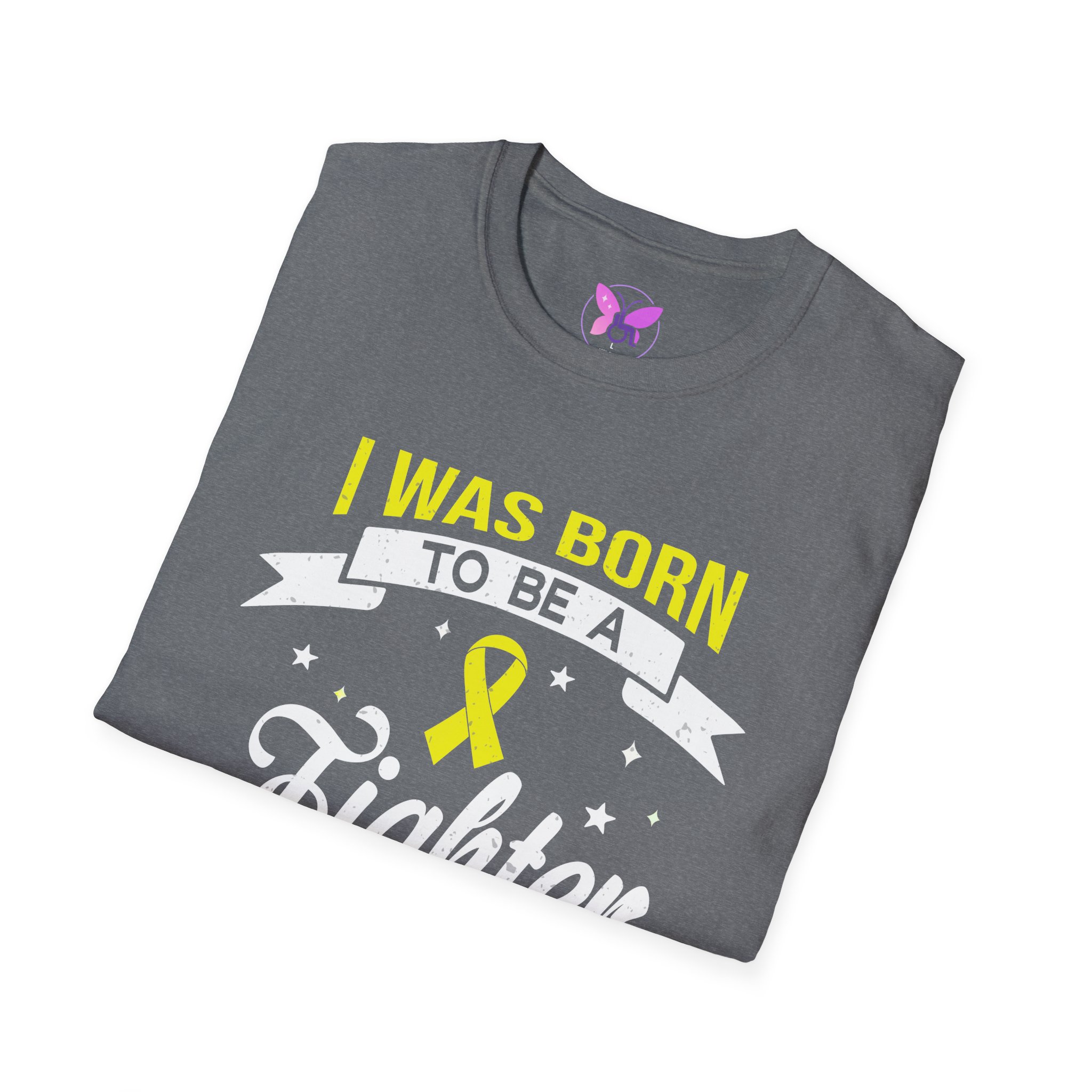 Empowering Fighter Tee , Gift for Cancer Awareness, Unisex Yellow Ribbon Sarcoma and Bone Cancer Awareness Tee I Was Born To Be A Fighter - Image 8
