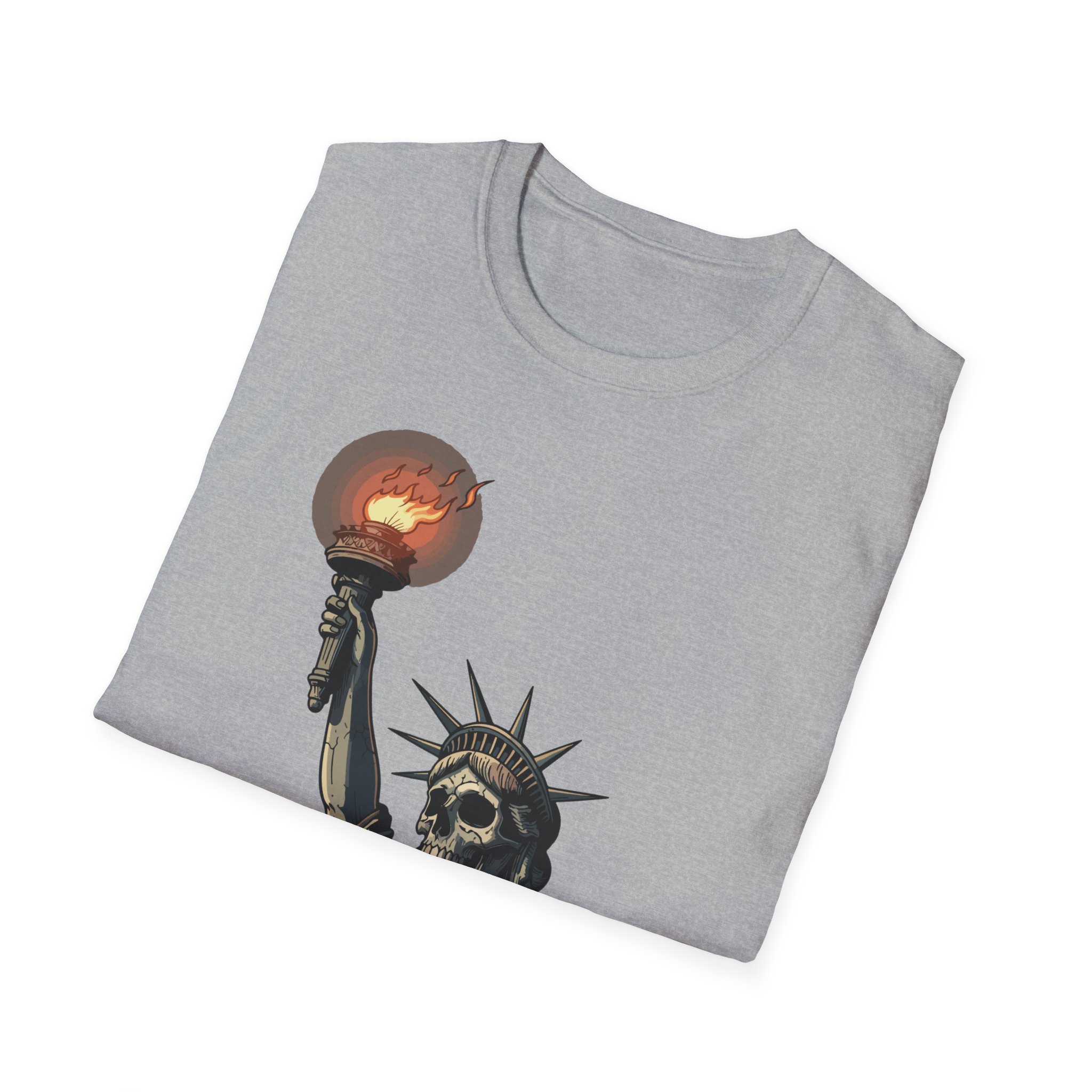 Skeleton Statue of Liberty graphic T-Shirt | skull torch, Gothic T Shirt, Unisex Tee, Dark Political Art, Festival Tee, Statement Tee - Image 12