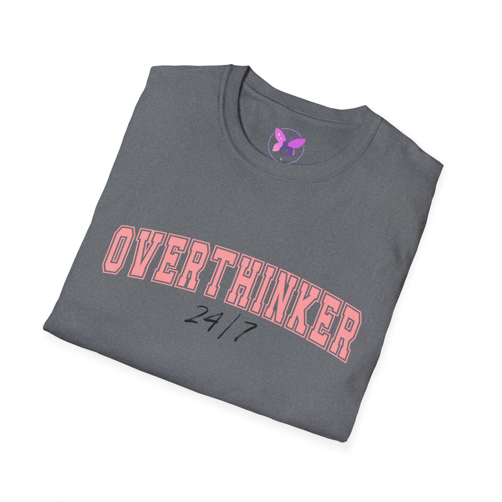 Overthinker T-Shirt Relatable Mental Health Tee Pink Text Unisex Cotton Top Gift for Anxious Minds Gift For Women - Image 16