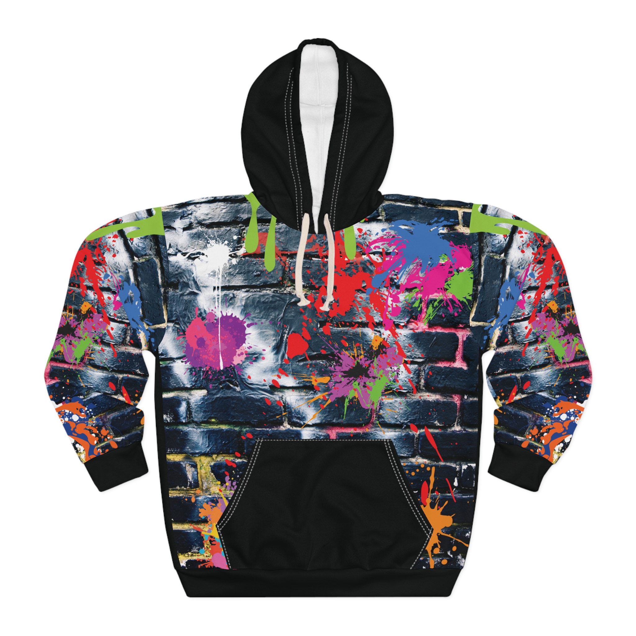 Chase Your Dreams Graffiti Hoodie Unisex Streetwear Hoodie Colorful Paint Splatter Motivational Gift, Brick Wall Hoodie, Gift For Artist - Image 2