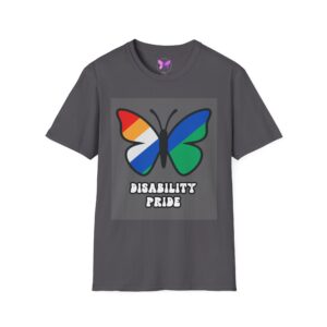 Disability Pride Butterfly T-Shirt, Unisex Graphic Tee, Disabled Pride Flag Awareness Apparel, Soft Cotton Shirt, Gift for Activists