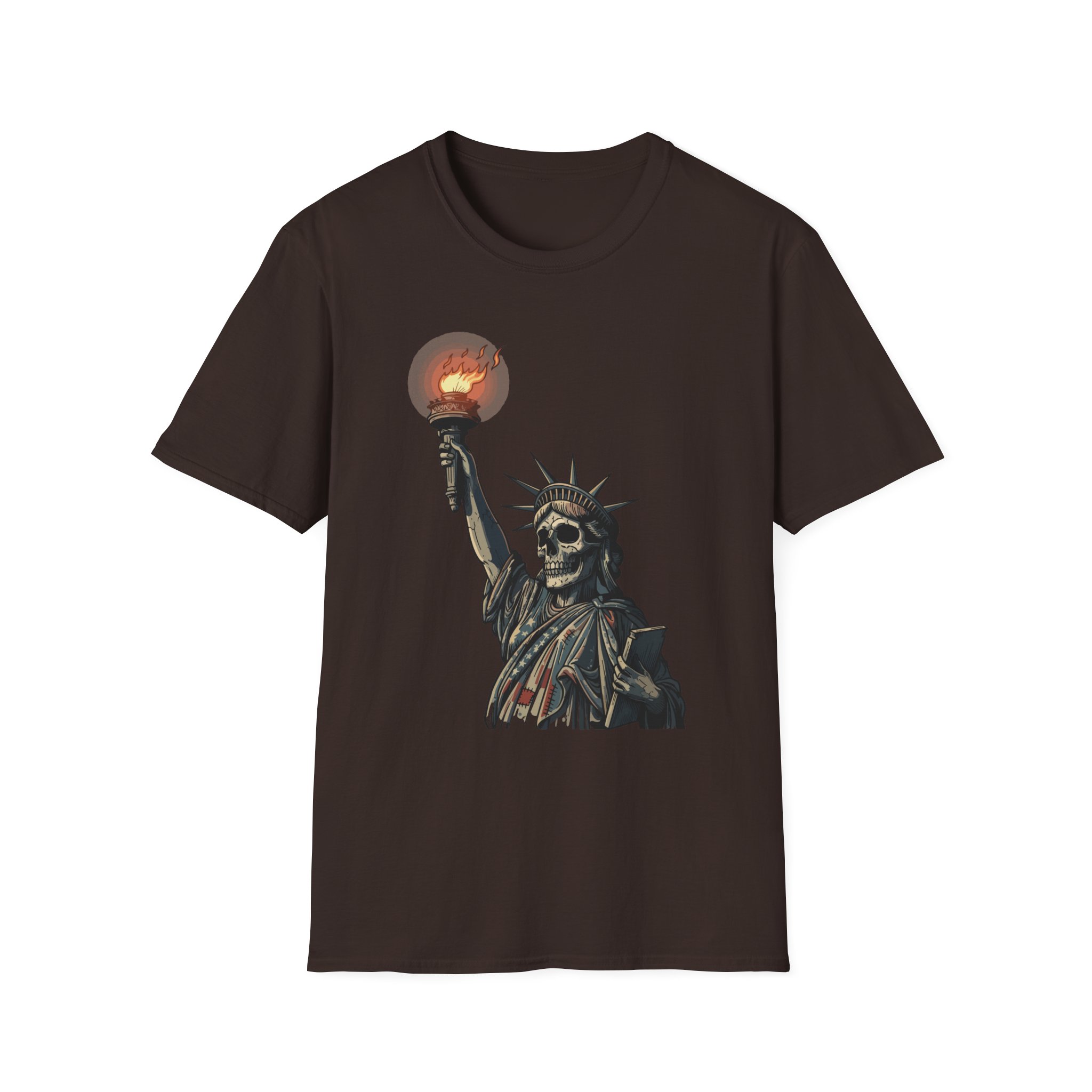 Skeleton Statue of Liberty graphic T-Shirt | skull torch, Gothic T Shirt, Unisex Tee, Dark Political Art, Festival Tee, Statement Tee - Image 13