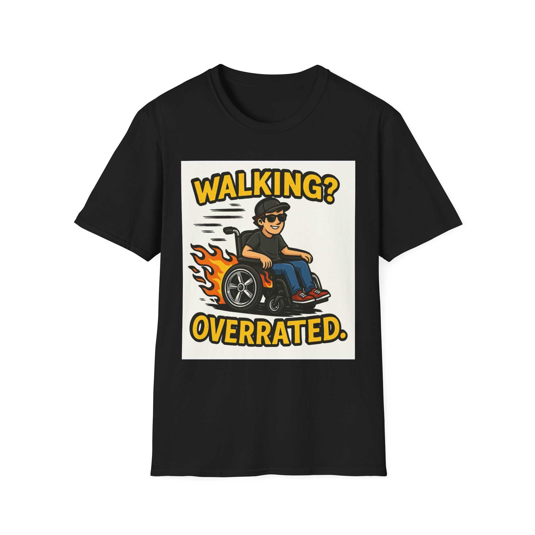 Walking Overrated Funny Wheelchair T-Shirt -Bold Disability Pride Tee Adaptive Fashion Sarcastic T-Shirt Disabiliy Gift Independence Tee - Image 5
