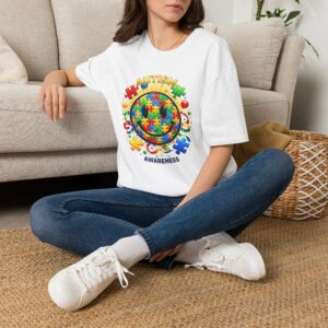 Adult Autism Awareness Puzzle Smiley T-Shirt