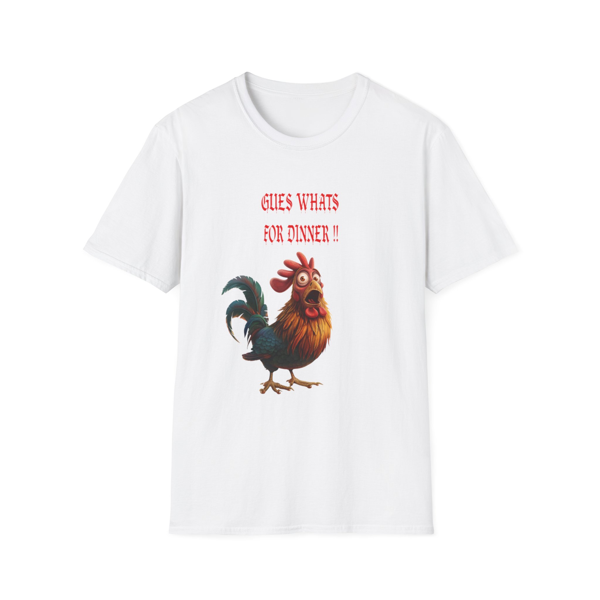 Rooster Illustration T-Shirt | 'Guess What's for Dinner?' Chicken Tee