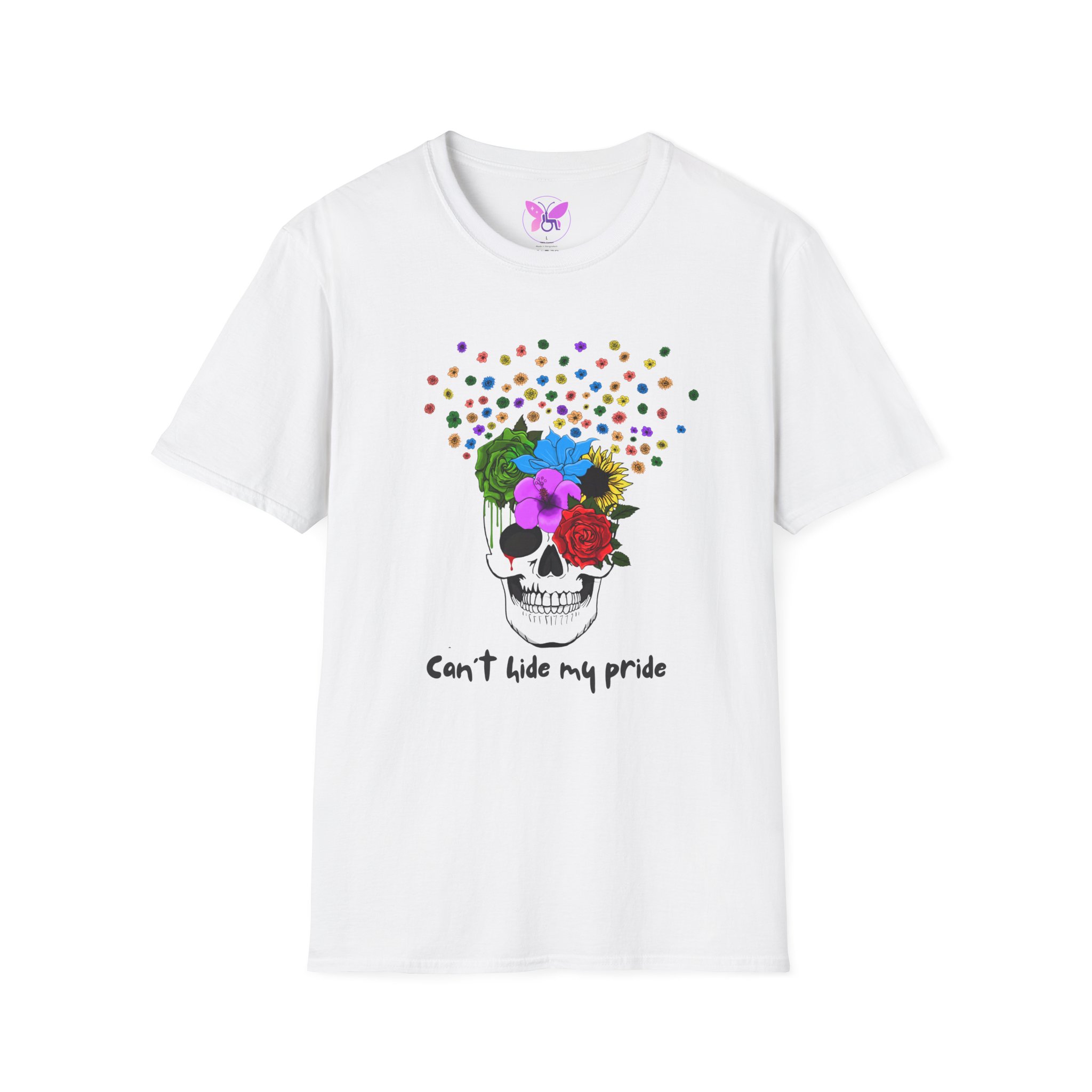 Can't Hide My Pride Skull LGBTQ Shirt -Queer Identity, Gay Pride, Inclusive Empowerment Tee, Self-Love and Acceptance