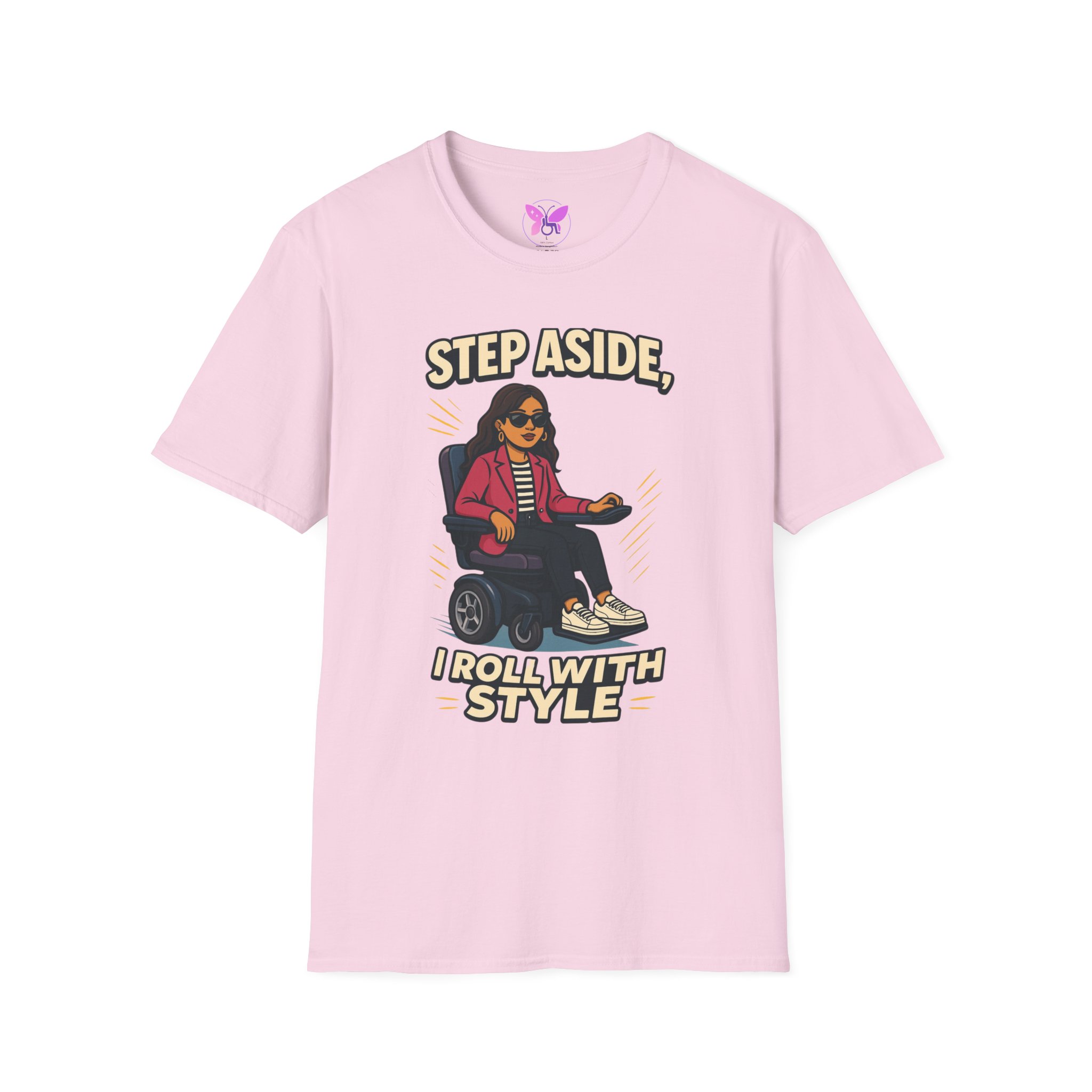 Personalized I Roll With Style Unisex Softstyle T-Shirt, Custom Disability Awareness Tee, Handicap Support Shirt, Inclusive Fashion Top, - Image 13