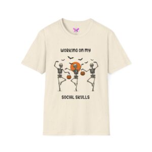 Social Skeleton Halloween Unisex Softstyle T-Shirt, Inspirational Tee, Casual Wear, Gift for Friends, Everyday Comfort, Positive Vibes