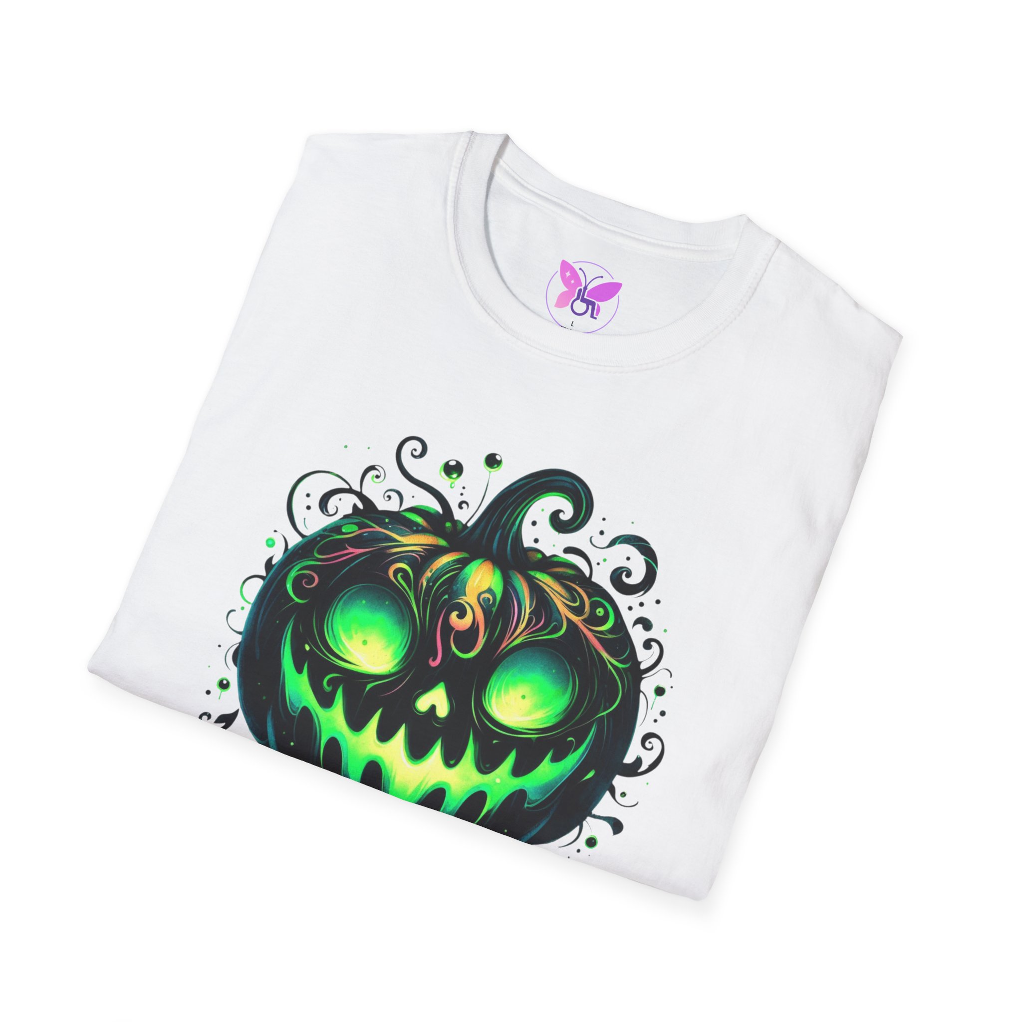 Halloween Glow Pumpkin T-Shirt Lets Get Lit Green Jack O Lantern Tee Spooky Funny Halloween Party Shirt Halloween Costume Top - Image 4
